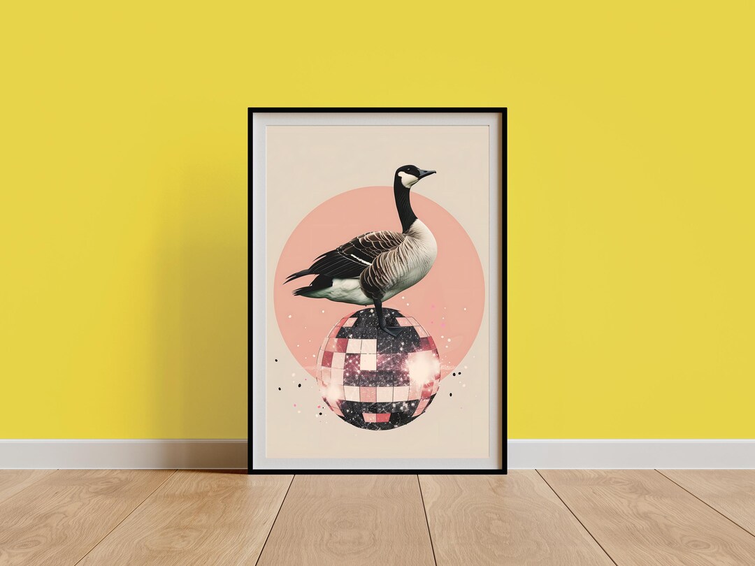 Retro Goose Wall Art, Disco 70s Duck Print,vintage Collage Silly Goose ...