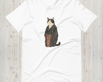 Camiseta vintage de gato japonés, camiseta gráfica unisex Matsumoto Hoji, camiseta de arte retro, camiseta estética de arte japonés gráfico, regalo peculiar para amantes de los gatos