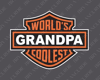 World's Coolest Grandpa PNG, Biker Style Grandfather Sublimation Design, Funny Grandpa Gift Digital Download, Motorcycle Logo Shirt Graphic