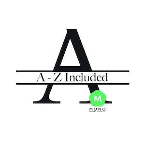 Alfabeto SVG de monograma dividido, letra derramada Svg, carta de família, sobrenome Svg, moldura de nome de família, arquivos cortados para uso comercial Svg/Png/Eps/Dxf