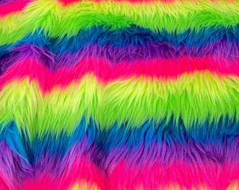 Florida Rainbow Striped Faux Fur