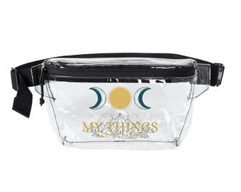 Doorzichtig heuptasje voor festival | Bohomotieven met maan en wilde bloemen | Stadium goedgekeurd etui | Ideaal voor festivals en evenementen