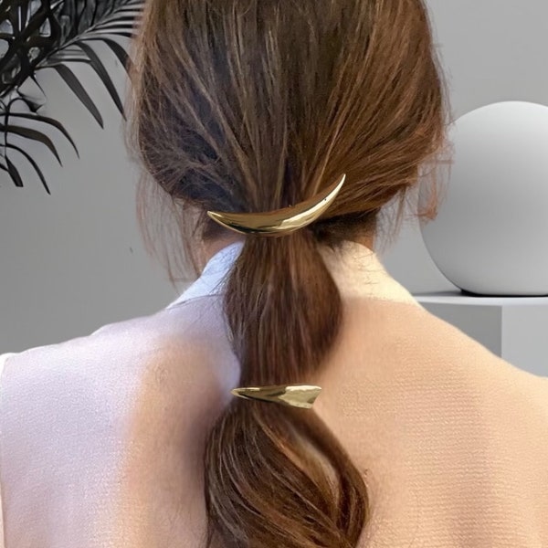 Trendy Popular 2pcs Hair Pin, Ponytail Hook Hair Cuff for Women, 2024 Runway Summer Hair Accessories, Metal Ponytail Holder, Dainty Hair Pin