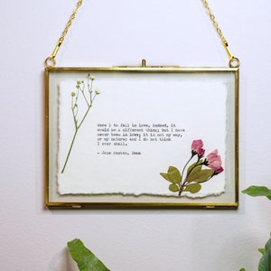 Custom poetry print on cotton paper, hand typed typewriter font, quote print pressed flowers, quote wall art poem print