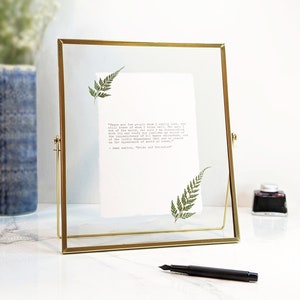 Large A5 custom poem print, hand typed typewriter font with pressed leaves on cotton paper, framed poem art