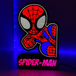 Personalized Spider-man RGB LED Lamp, Custom Spider-man Light Box