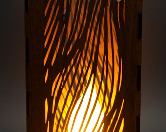 Dancing Shadows _ Lamp - Perfect for End Tables, Bedside, Shelf, Nightlight; Rustic Yet Modern Design; Custom Sizes.