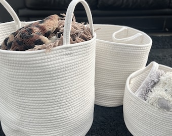 Cotton Rope Baskets, Cotton Laundry Basket, Blanket Storage, Home Organiser, Storage Basket, Housewarming Gift
