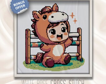 Pferd Baby Kreuzstich PDF Pattern | Creature Cuddles Kollektion | Kreuzstichvorlage Tier Baby | #CC34