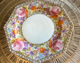 1920s Octagonal Salad Plate Rosenthal Ovington’s New York Chicago - Garden Caprice