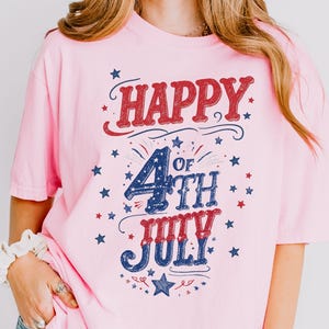 Happy 4th of July Shirt, Comfort Colors Vintage Distressed Patriotic Tee, Red White and Blue Independence Day Shirt, USA Celebration T Shirt