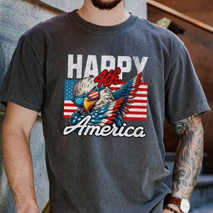Happy 4th of July Shirt, Patriotic Bald Eagle USA Flag Tee, Cool America Shirt for Men or Women, Independence Day T-Shirt, Comfort Colors