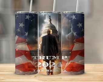 American Flag Tumbler Cup: Patriotic Capitol Graphic, Insulated Stainless Steel Travel Mug