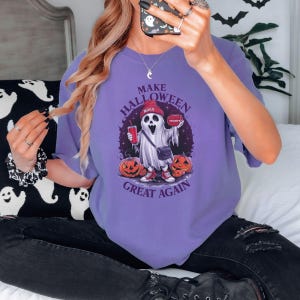 Make Halloween Great Again Trump T-Shirt, Funny Ghost Halloween Trump Shirt, Halloween Trumpkin T-Shirt, MAGA Halloween Tee Comfort Colors