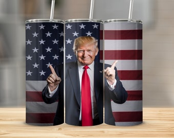 Patriotic Trump Supporter Tumbler, American Flag and President Tribute Travel Cup