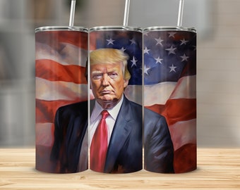 Trump Tumbler: American Flag Insulated Drinkware, Conservative Gift