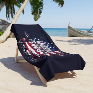 America First Beach Towel: Patriotic Stars & Stripes