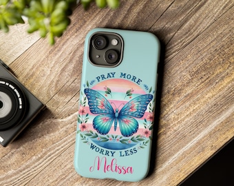 Christian Butterfly Pray More Cell Phone Tough Cases