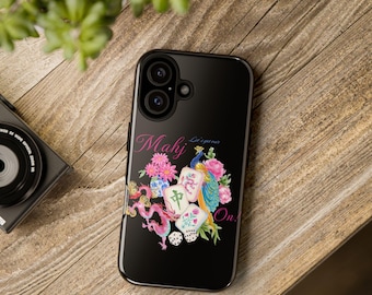 Mahjong Phone Case | Cute Floral Mahjong Case | Pink Coquette Mahjong Gift | Asian Inspired Aesthetic Case | Lucky Game Girl Vibes