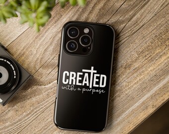 Christian Created With Purpose, Tough iPhone Cover, Bible Verse Protection, Religious Gift
