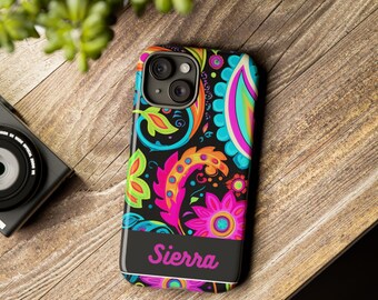 Personalized Groovy Black Paisley Cell / Mobile Phone Tough Cases