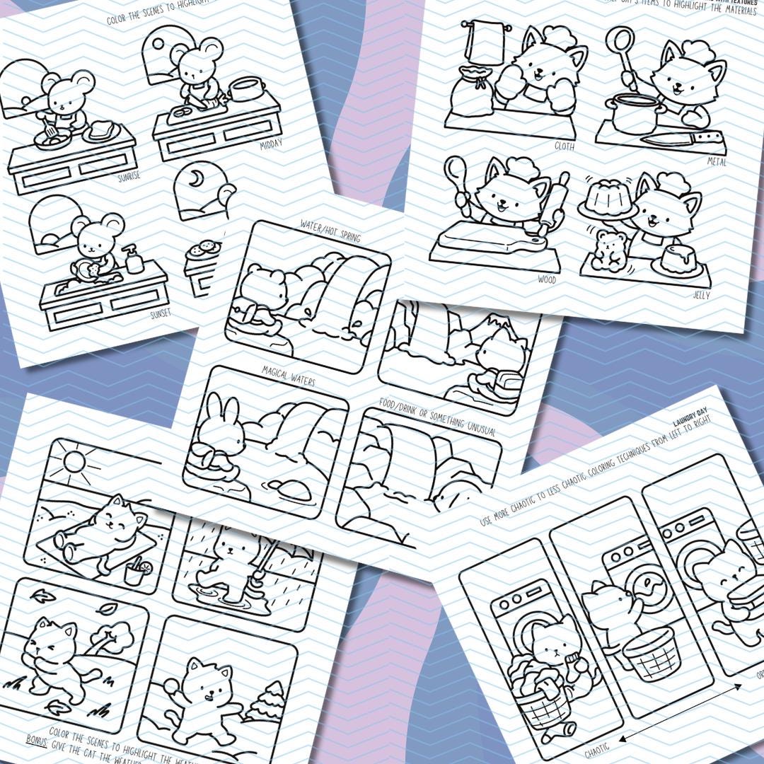 Guided Coloring Notes Color This Cozy Coloring Book: Guided Prompts, Animal Scenes (PDF/JPG ...