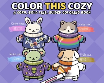 Colorea este acogedor libro para colorear: sugerencias guiadas, escenas de animales (PDF/JPG)