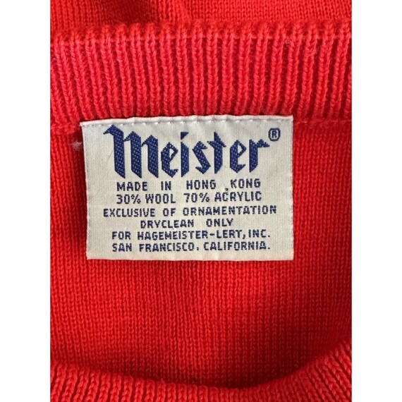 Vintage Meister Red Wool Blend Embroidere Crew Ne… - image 8
