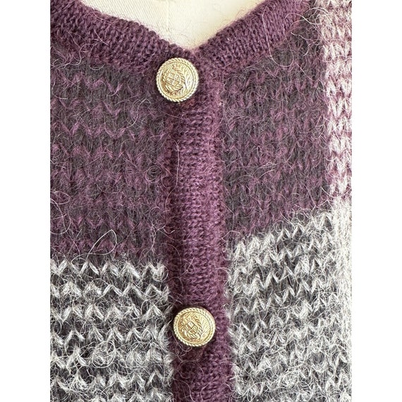 Vintage Dress Barn Mohair Blend Purple Gray Butto… - image 7