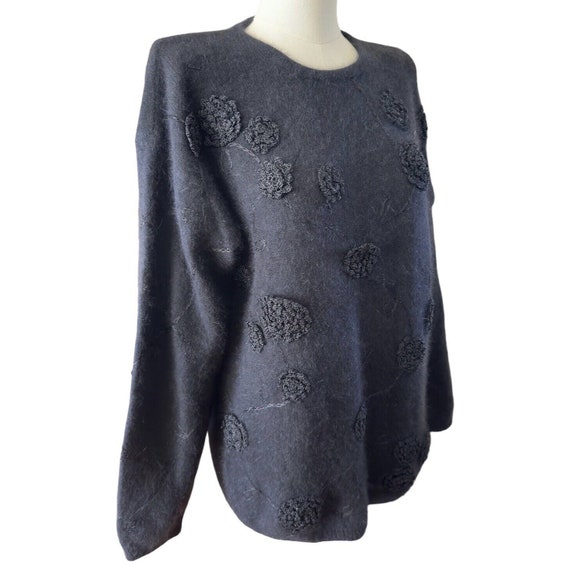 Vintage Rafaella Black Angora Blend Embroidered L… - image 5