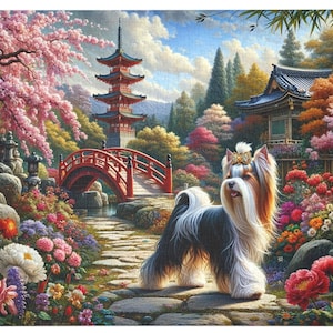 Jigsaw Puzzle. The Biewer Terrier&#39;s Zen Garden. Perfect for puzzle enthusiast and dog lovers a like. ( 252, 500, 1000-Piece)
