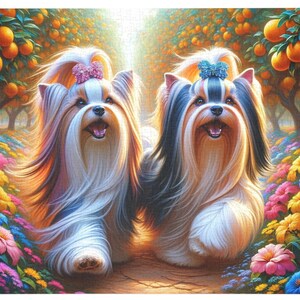 Jigsaw Puzzle. Biewer Terrier Orchard Elegance. Perfect for puzzle enthusiast and dog lovers a like (500, 1000-Piece)