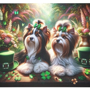 Jigsaw Puzzle. Biewer Terriers&#39; Magical St. Patrick&#39;s Day. Perfect for puzzle enthusiast and dog lovers a like (500, 1000-Piece)