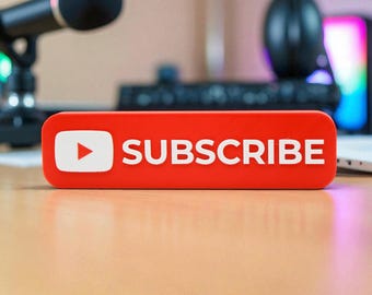 Youtube Subscribe Decor | 3D Printed Desk Sign | Gift for Content Creator
