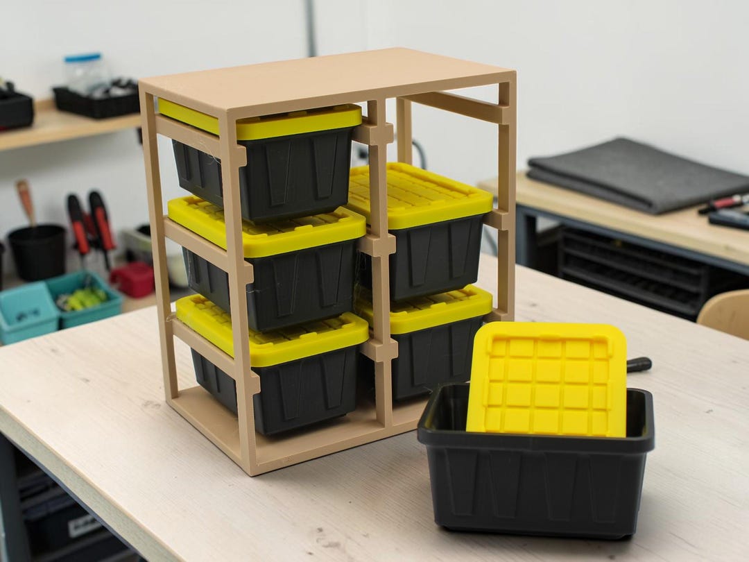 Stackable Desk Containers Mini Tote Desk Organizer With Storage Rack | 3D Printed Desktop Storage ...
