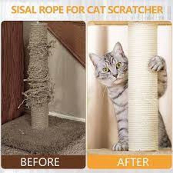 Natural Sisal Rope 10mm, Replacement scratching post, Sisal string. Cat scratching rope, Cat rope,