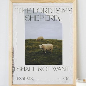 The Lord Is My Shepherd Wall Art – Psalm 23 Bible Verse Print, Christian Home Decor, Sheep Scripture Poster, Printable DIGITAL DOWNLOAD