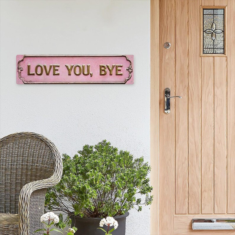 Vintage PINK Metal Sign Home Room Wall Bathroom Garden Decoration 16 X ...