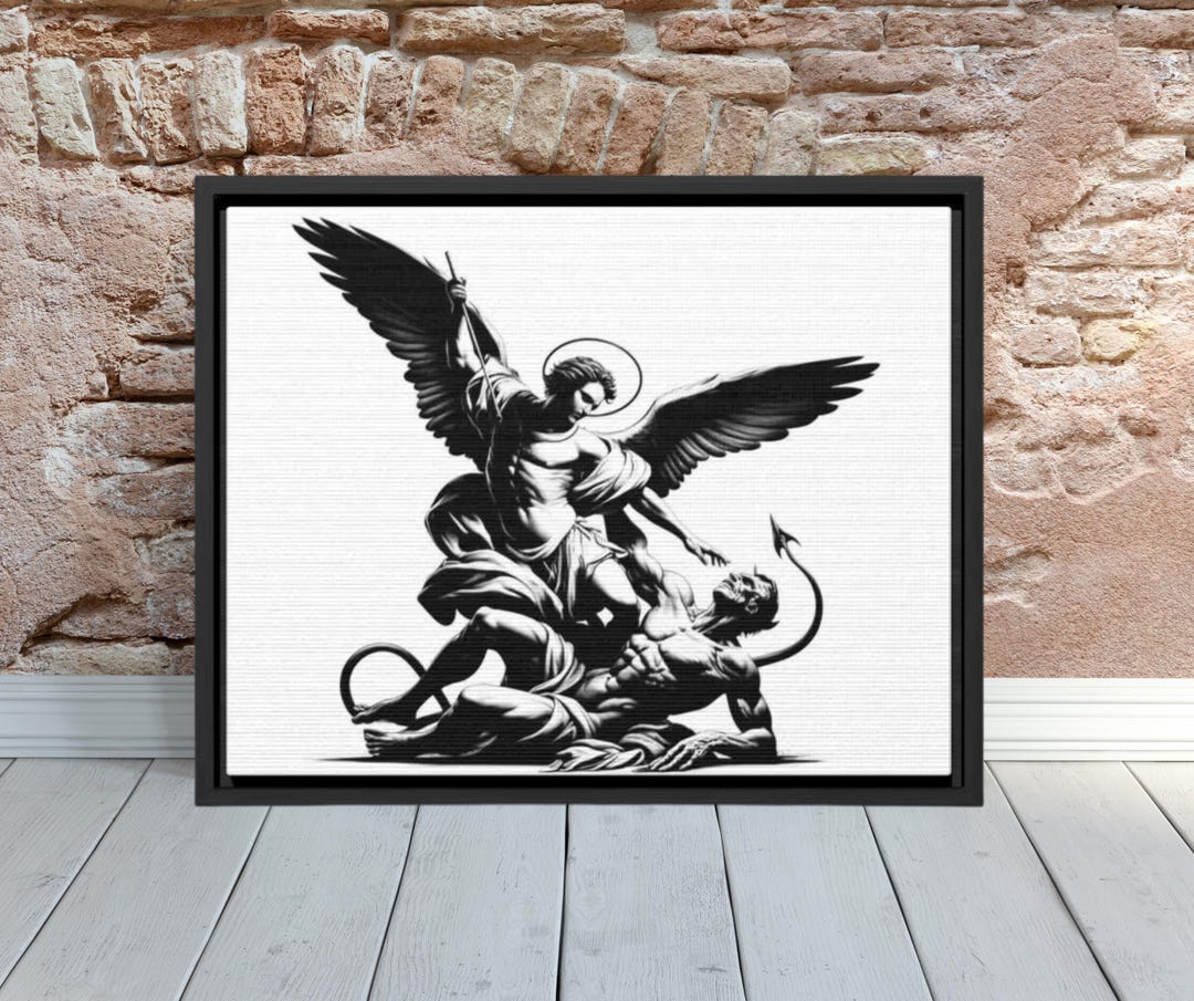 Saint Michael the Archangel Digital Download - Black and White Artwork ...
