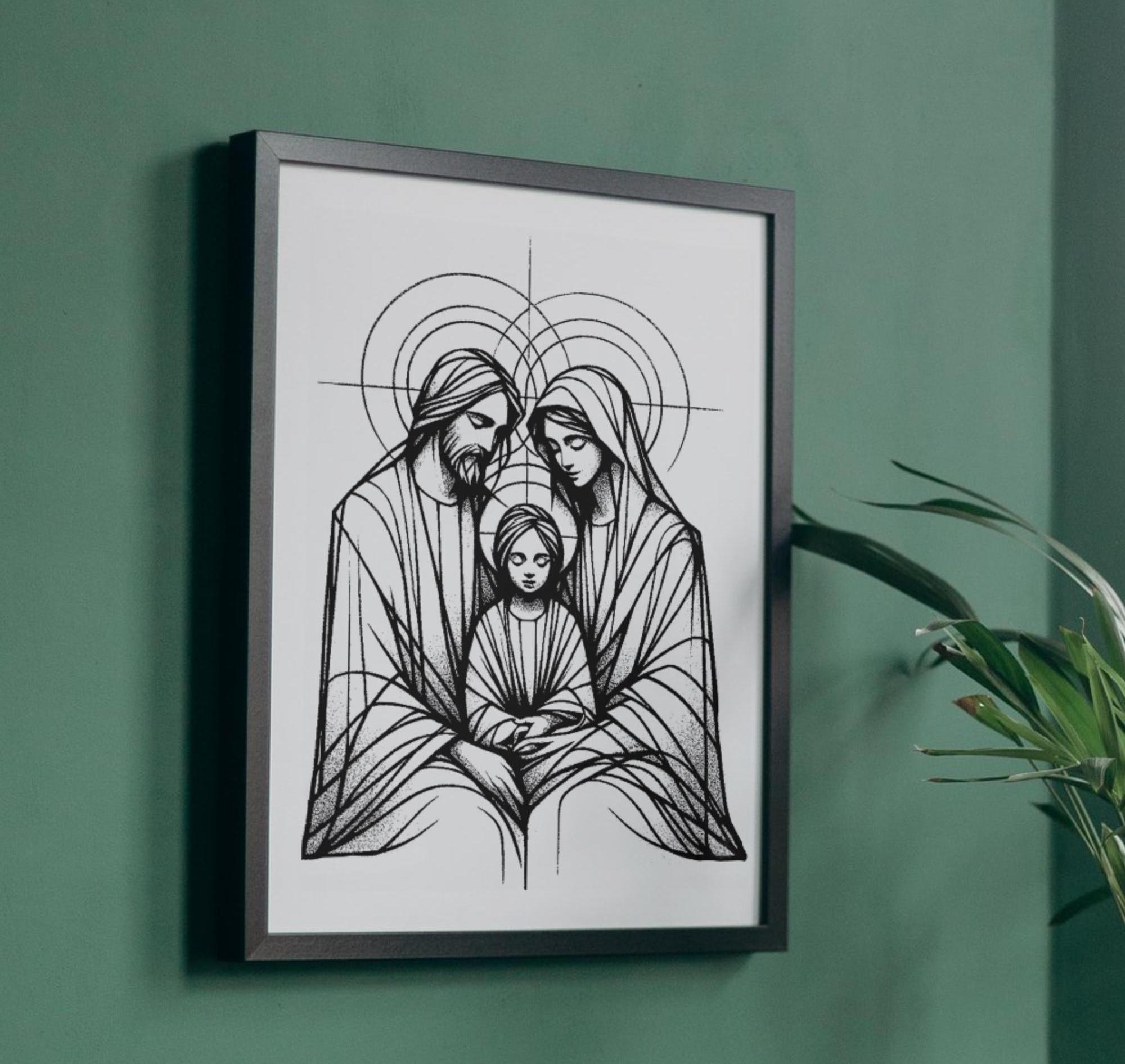 Digital Download Holy Family Instant Download Minimalistic Catholic Art ...