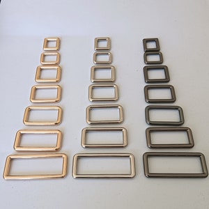 Rectangular Metal Rings & Belt Adjusters | For Bags Leather Webbing | 12mm 15mm 20mm 25mm 32mm 38mm 50mm | Gold Gun Black Silver