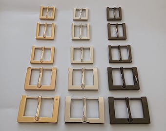 15mm to 38mm Metal Pin Single Belt Buckle | Gold, Gun Black or Silver for Leather Slider Belt Bag Strap 15mm, 20mm, 25mm, 32mm or 38mm