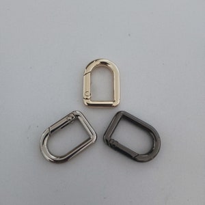 Metal D-Ring with Carabiner Style Gate in Gold, Gun Black or Silver | 20mm Buckle Spring Action Open Push Gate