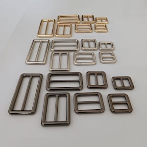 Adjustable Metal Round Edge Tri-Glide Webbing Slides for Straps & Belts | 12mm 15mm 20mm 25mm 32mm 38mm 50mm Sizes | Gold, Gun Black, Silver