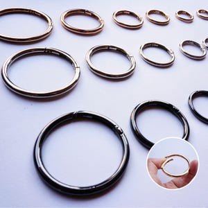 Metal Spring O Ring Buckles Clips Webbing Belt Push Gate Snap Hook | 15mm 20mm 25mm to 32mm 38mm 50mm Carabiner in Gold, Gun Black or Silver