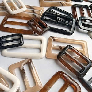 25mm to 50mm Garment Tri-Glide Slide | Webbing Slider Buckle Coat Belt Strap Adjuster; Also 30mm 35mm 40mm 45mm Beige Black White Coffee