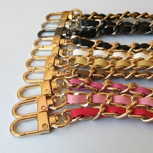 120cm Metal and PU Leather Handbag Shoulder Chain Strap | For Bag or Purse, Snake Chain Replacement Crossbody | Faux Leather & Alloy