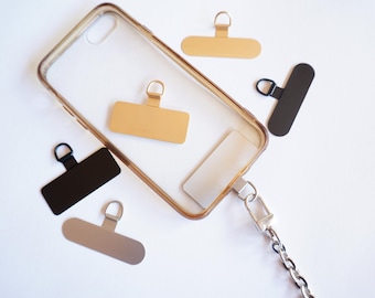 Gold, Silver or Black Phone Tabs | Large or Small l Stainless Steel Flexible Phone Lanyard Cads Mobile Phone Universal Tether Tabs