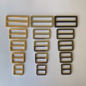 12mm to 50mm Round Edge Flat Metal Tri-Glide Slide in Bronze, Gold, Gun Black, or Silver | Slide Strap Buckle 15mm, 20mm, 25mm, 32mm or 38mm