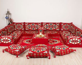 U Shaped Seating Set, Modular Sofa, Indoor Seating Set, Oriental Pillow Set, Turkish Seating Sofa, Traditional Couch Set, Pallet Sofa